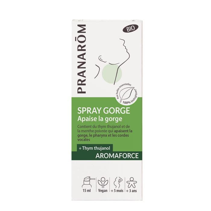 Spray Gorge Bio 15ml Aromaforce + Thym à thujanol Pranarôm
