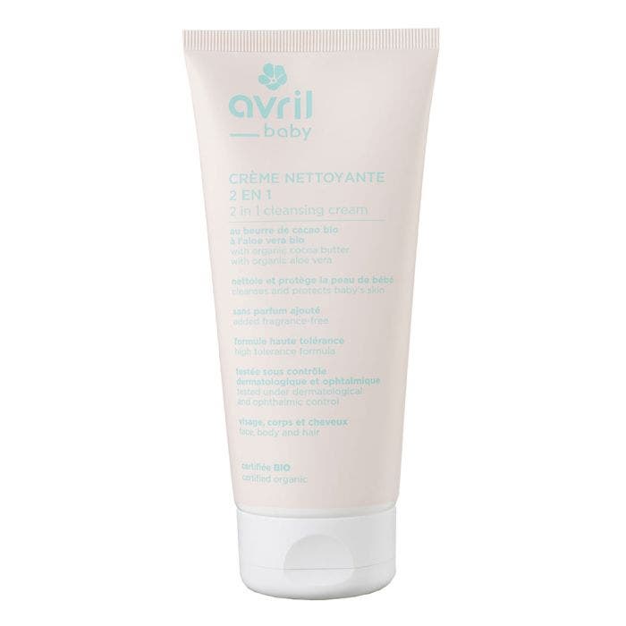 Creme nettoyante 2 en 1 au beurre de cacao bio 200ml Bébé Visage Corps et Cheveux Avril