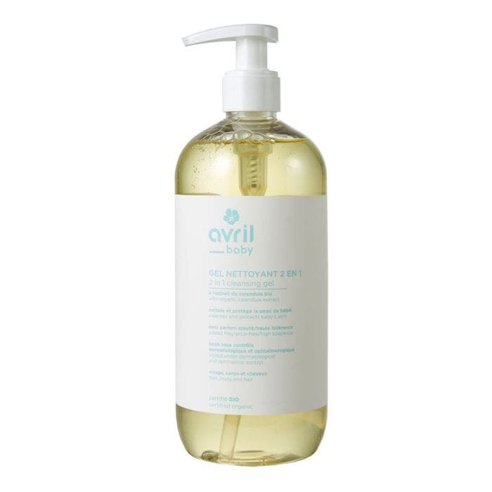 Gel nettoyant 2 en 1 a l'extrait de calendula bio 500ml Bébé Visage Corps et Cheveux Avril