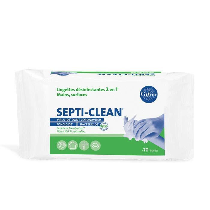 Lingettes désinfectantes x70 Septi-Clean Format familial Gifrer