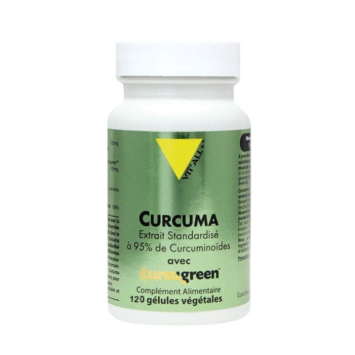 Curcuma Extrait Standardise A 95% De Curcuminoides 120 Gélules Extrait standardisé à 95% de curcuminoïdes Vit'All+