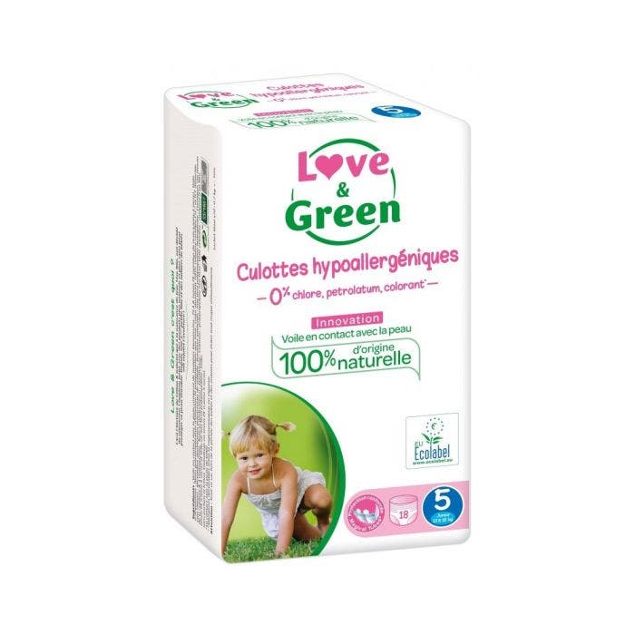 Culottes hypoallergéniques Taille 5 Junior x18 12 à 18kg Love&Green