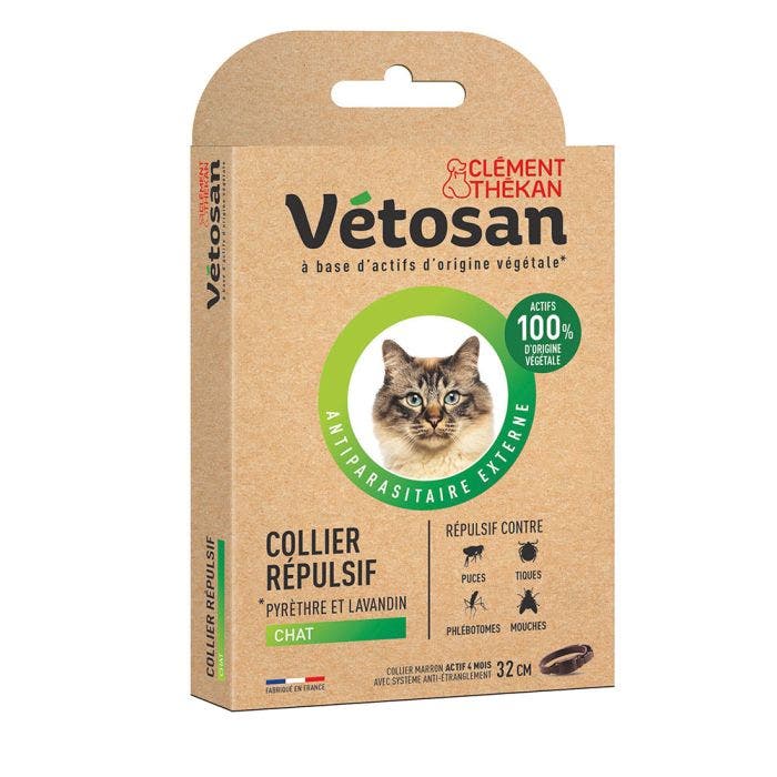Collier Répulsif Chat 32 cm - 1 unité Vétosan Clement-Thekan