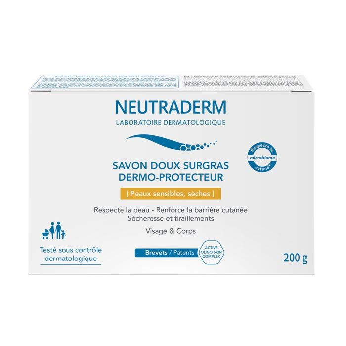 Savon solide doux surgras dermo protecteur 200g Peaux sèches Neutraderm