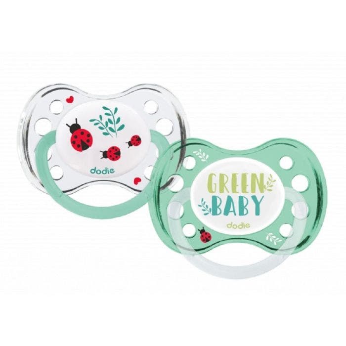 Sucettes anatomiques Green Silicone x2 6 mois et plus Dodie