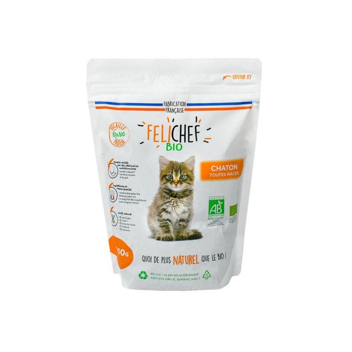 Croquettes Bio Felichef 800g Pour Chaton Sauvale Production Easypara