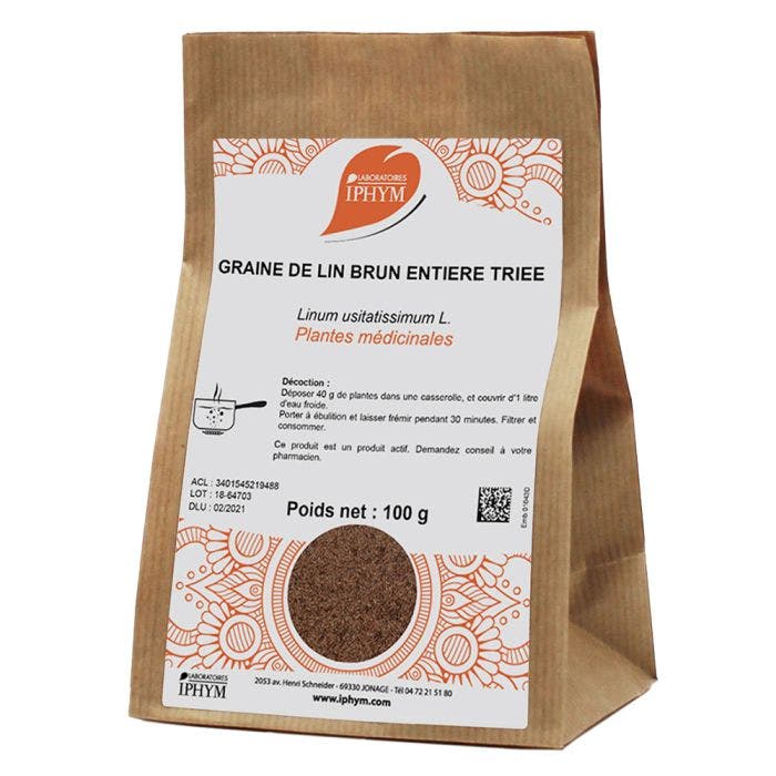 Graine De Lin Brun Entiere Triee 100g IPHYM Sante Laboratoires IPHYM