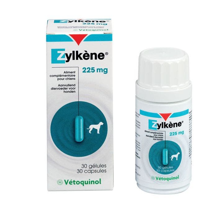 Aliment complémentaire effet relaxant 225mg 30 gélules Zylkène Chiens moyens Vetoquinol