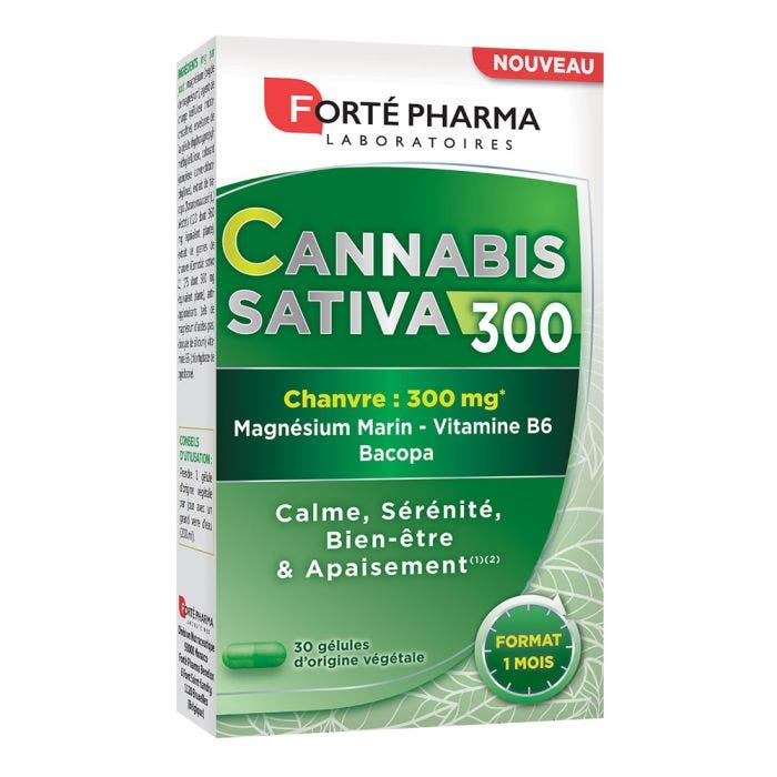 Cannabis Sativa 300 30 gélules Chanvre, Magnésium et Vitamine B6 Forté Pharma