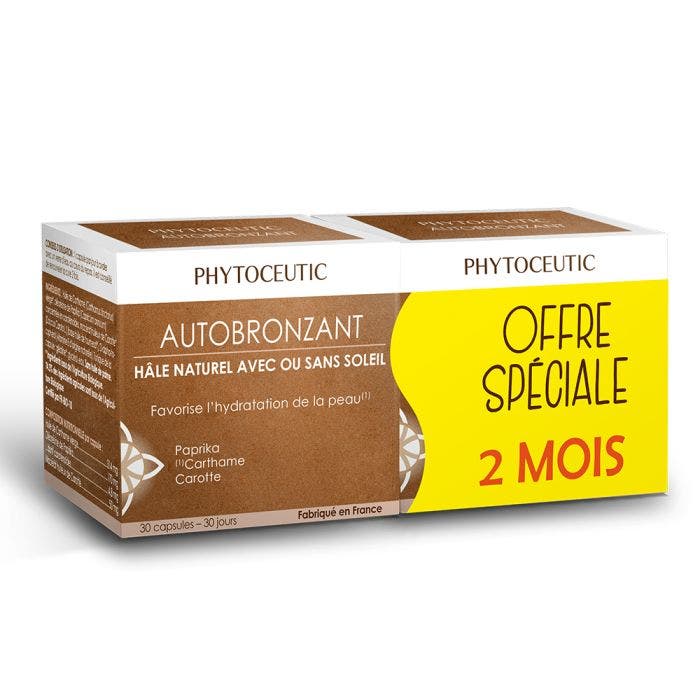 Autobronzant Hâle naturel sans soleil + Hydratation de la peau 2x30comprimés Phytoceutic