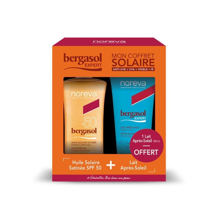 Coffret Huile Solaire Satinée SPF50 + Lait Après-Soleil 250ml Bergasol Expert Bergasol