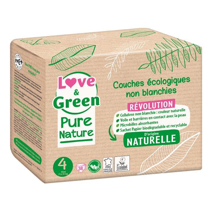 Couches Écologiques x 38 Pure Nature Taille 4 Love&Green