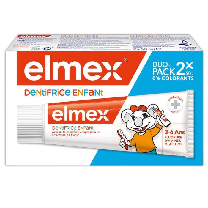Dentifrice enfant 3-6 ans 2x50ml Elmex