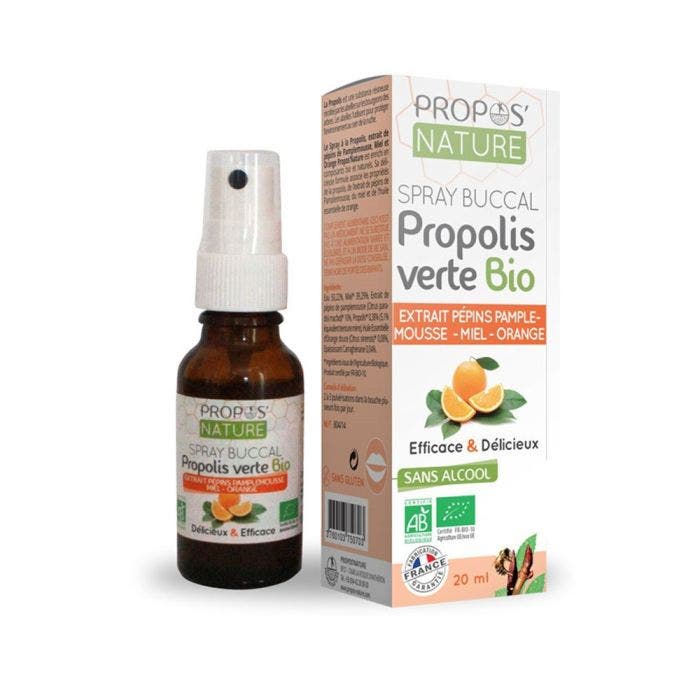 Spray Buccal Propolis Verte Pamplemousse Miel Et Orange Bio 20ml Propos'nature