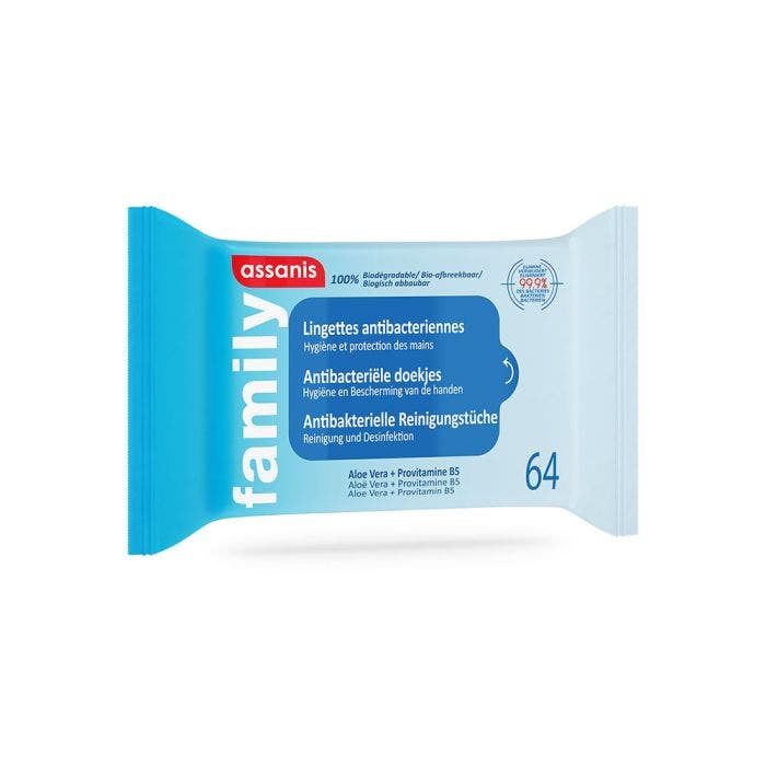 Lingettes Douceur Antibacteriennes 64 lingettes Assanis