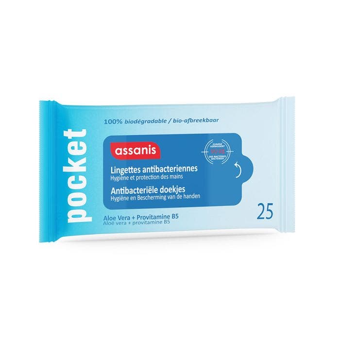 Lingettes Anti Bacteriennes 25 lingettes Pocket Classic Assanis