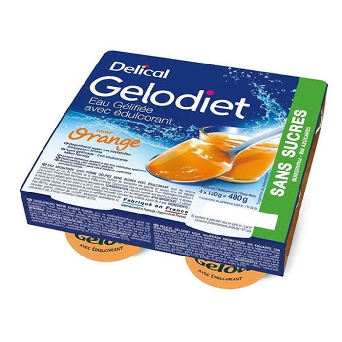 Eau gélifiée sans sucres 4x120g Gelodiet avec édulcorant Delical