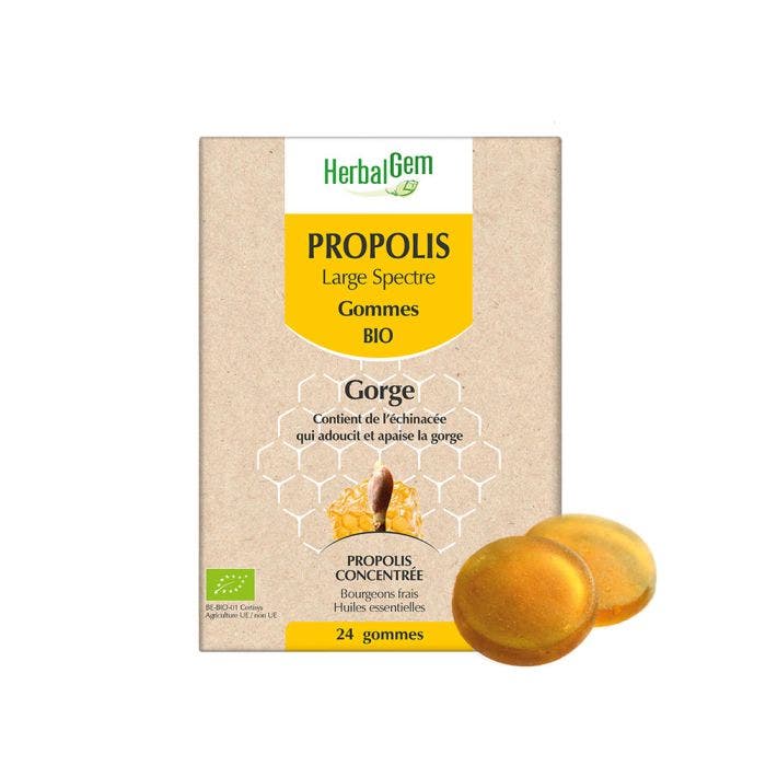 Gommes Bio Large Spectre x24 Propolis Herbalgem