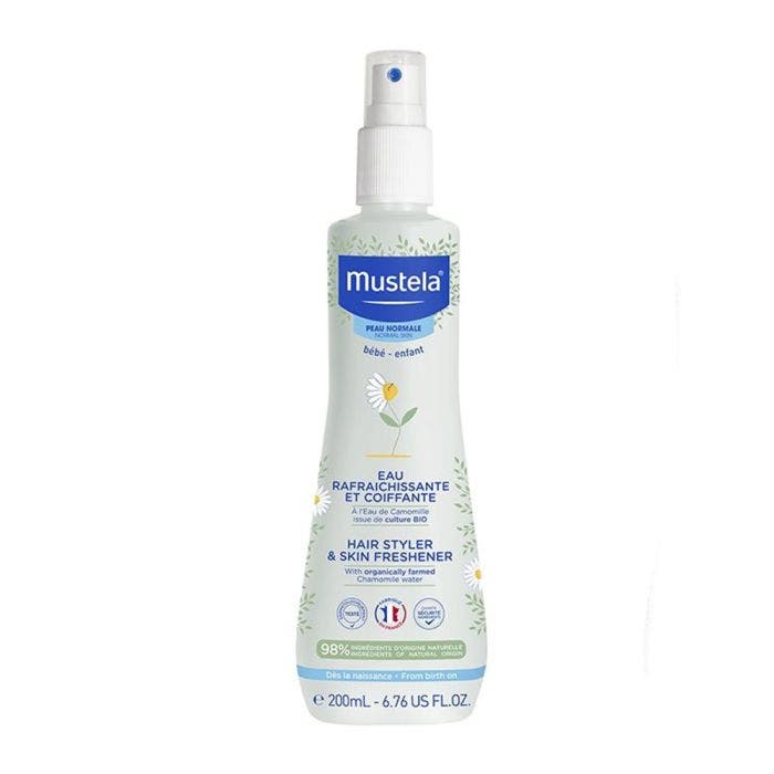 Eau rafraichissante et coiffante Bébé à l'Eau de Camomille Bio 200ml Mustela