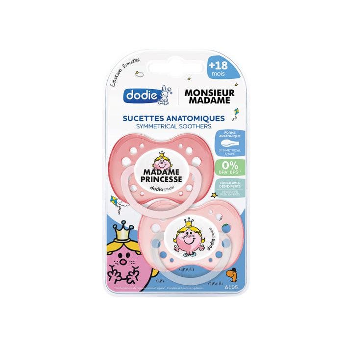 Sucettes anatomiques Monsieur et Madame x2 De 0 a 6 mois Dodie