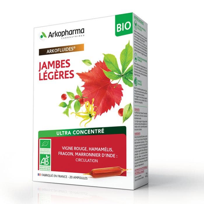 Circulation Jambes Légères Vignes Rouges Bio 20 Ampoules Arkofluides Arkopharma