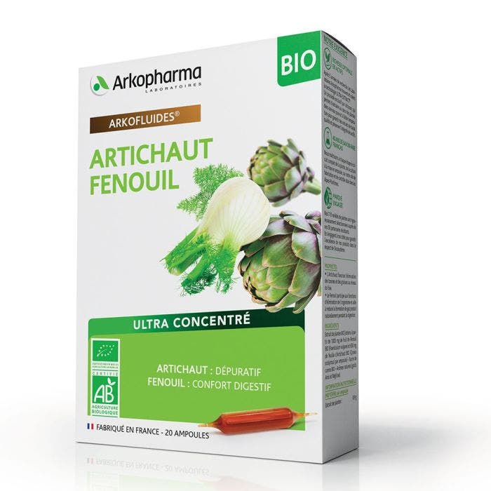 Artichaut Fenouil Bio 20 Ampoules Arkofluides Arkopharma Easypara