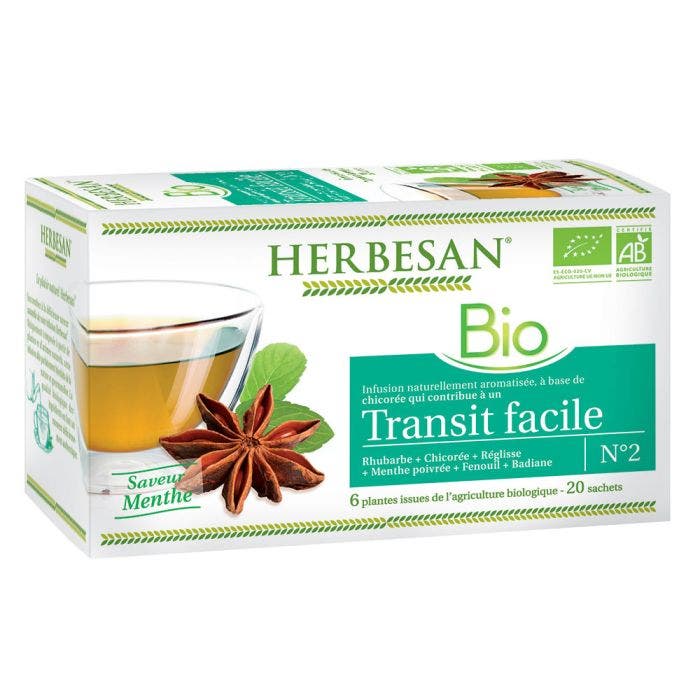 Infusion Chicoree Transit Facile Bio 20 sachets Saveur menthe Herbesan