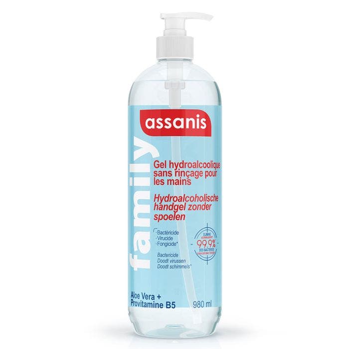 Gel Hydroalcoolique sans rinçage 980ml Family Assanis