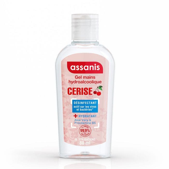 Gel mains Hydroalcoolique 80ml Pocket Parfumés Cerise Assanis