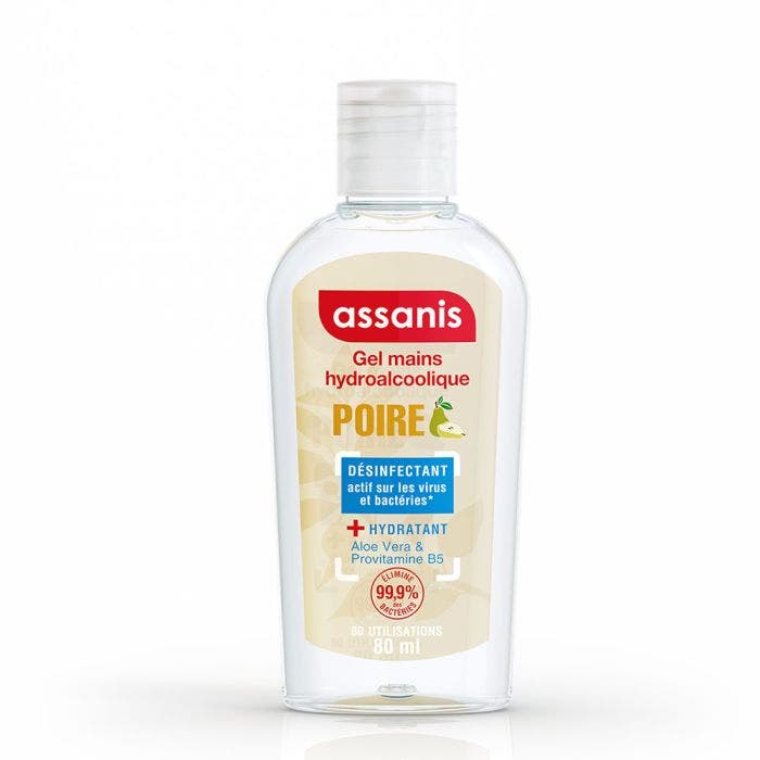 Gel mains Hydroalcoolique 80ml Pocket Parfumés Poire Assanis