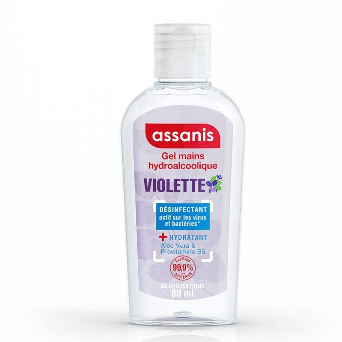 Gel mains Hydroalcoolique 80ml Pocket Parfumés Violette Assanis