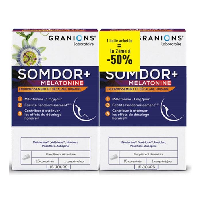 DUO Granions Somdor + Mélatonine 2x15 comprimés 2ème à -50% Granions