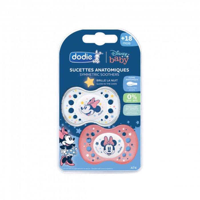 Sucettes Symetriques Silicone Nuit Mickey Minnie 18 Mois Et Plus X2 Dodie