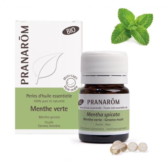 Menthe Verte Partie Aérienne Bio 60 perles Les Huiles Essentielles Pranarôm