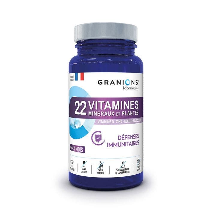 22 vitamines minéraux et plantes 90 comprimés Granions