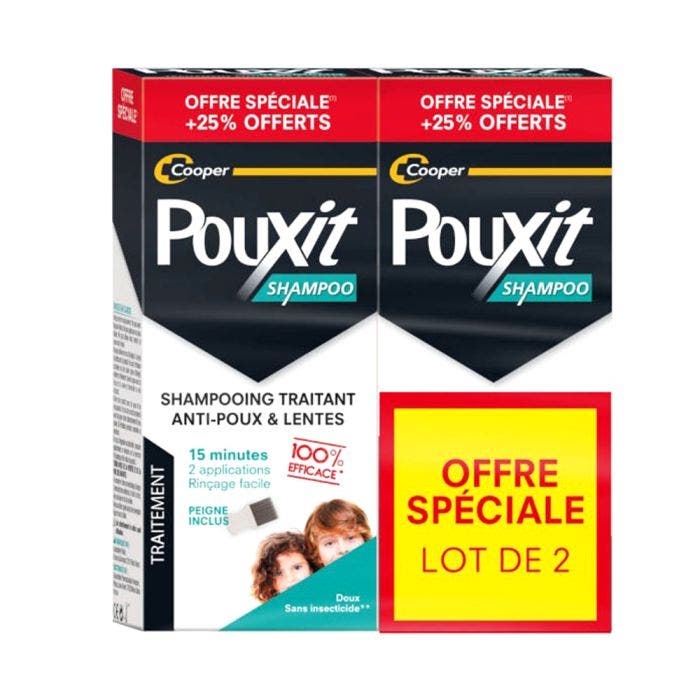 Shampoing Traitant Anti-Poux & Lentes 2x250ml Pouxit