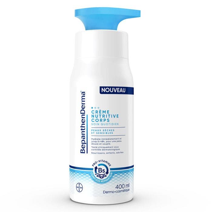 Crème Nutritive Corps Flacon Pompe 400ml Derma Peaux Sèches et Sensibles Bepanthen