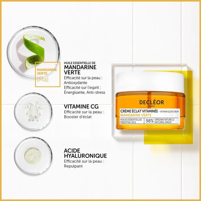 Crème visage anti-ridules booster d'éclat 50ml Mandarine Verte Decléor
