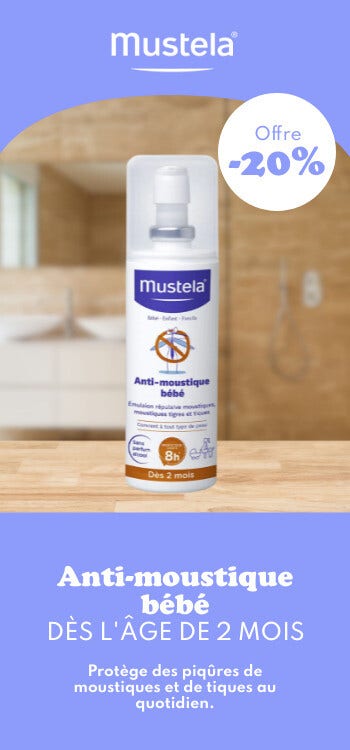 Profitez de -20% sur l'anti-moustiques bébé Mustela !